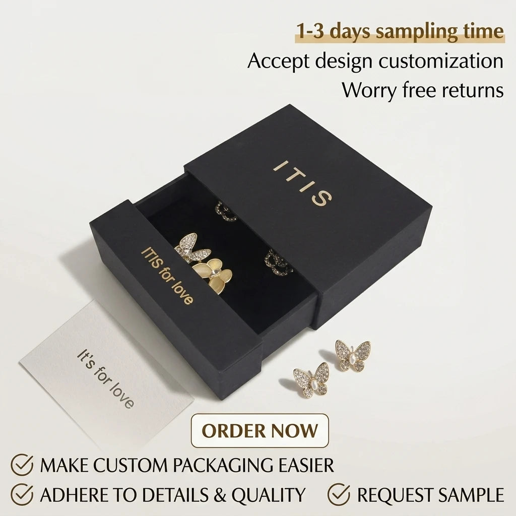 Custom Minimalist Cardboard Jewelry Box with Embossing | MOQ 500