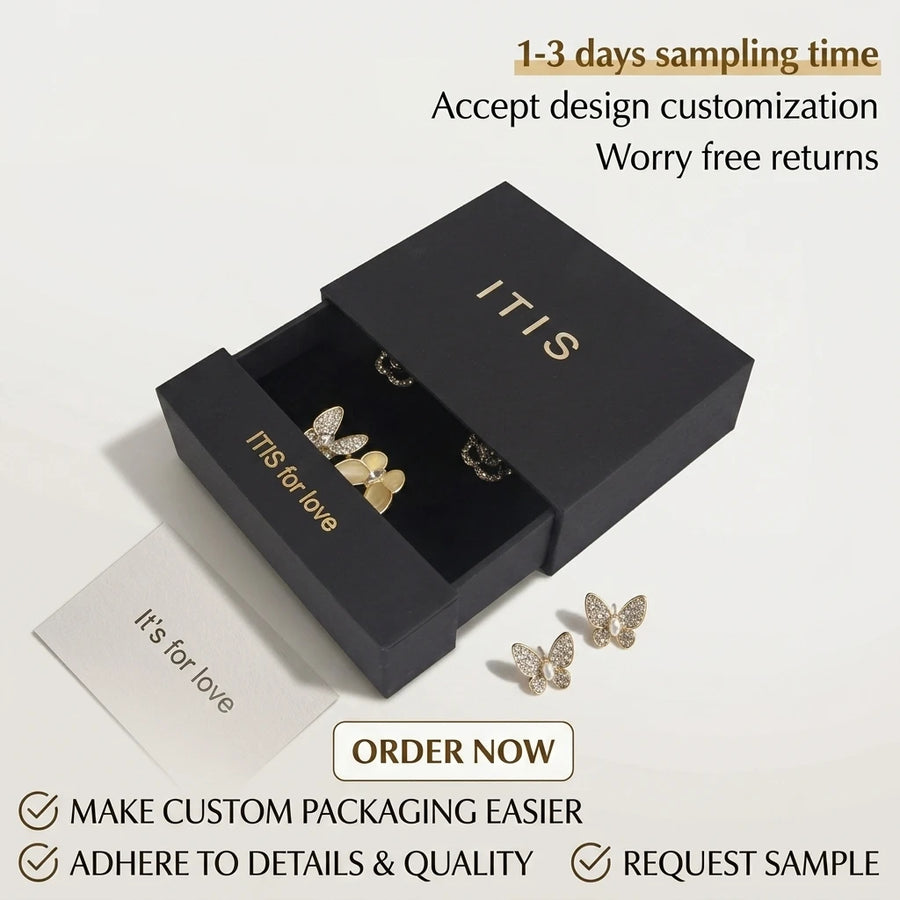Custom Minimalist Cardboard Jewelry Box with Embossing | MOQ 500