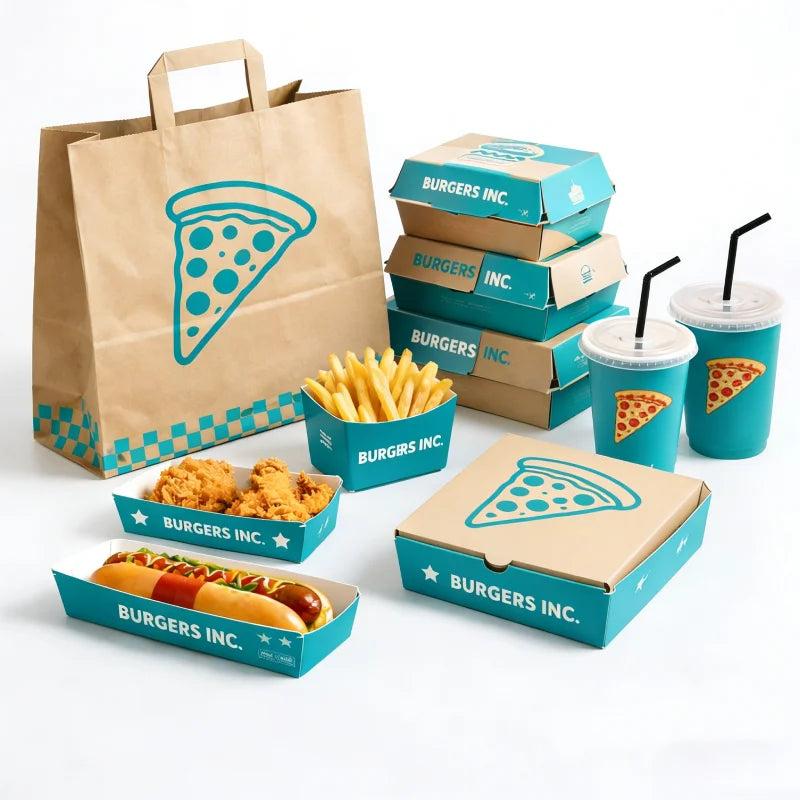 Custom Fast Food Packaging Boxes — Oil & Moisture Protection, 500 Boxes MOQ