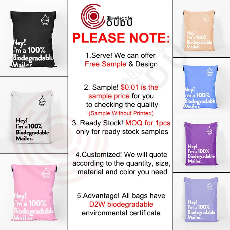 Biodegradable Poly Mailers 100 pcs | Custom Logo