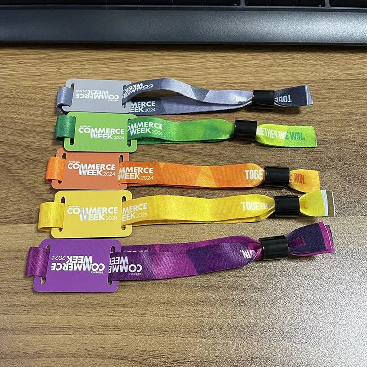 Custom RFID Fabric Wristbands 100 MOQ | ISO14443A Holographic VIP Events