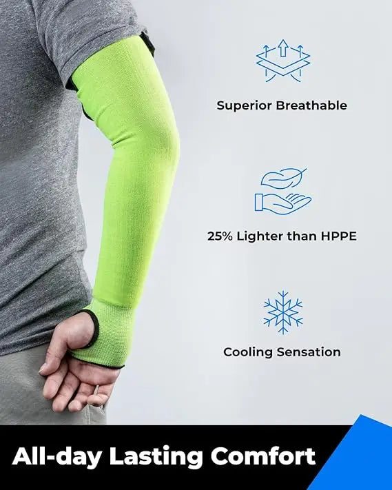 ANSI A5 Cut-Resistant Sleeves: 100 MOQ, 5mm, HPPE/Glass/Steel | Industrial Safety PPE