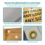 Custom 3x5ft Sublimation Flags | Double-Sided Outdoor Flags | 10 MOQ | 5-Day Lead Time