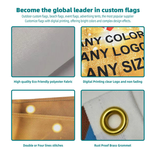 Custom 3x5ft Sublimation Flags | Double-Sided Outdoor Flags | 10 MOQ | 5-Day Lead Time