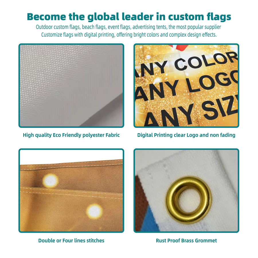 Custom 3x5ft Sublimation Flags | Double-Sided Outdoor Flags | 10 MOQ | 5-Day Lead Time