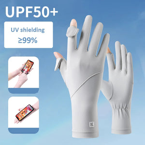 Custom UPF50+ Sun Gloves with Logo | Ice Silk Touch Screen Ladies