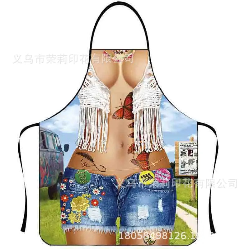 Waterproof Polyester Apron | 3D Printed Cartoon Barbecue Apron