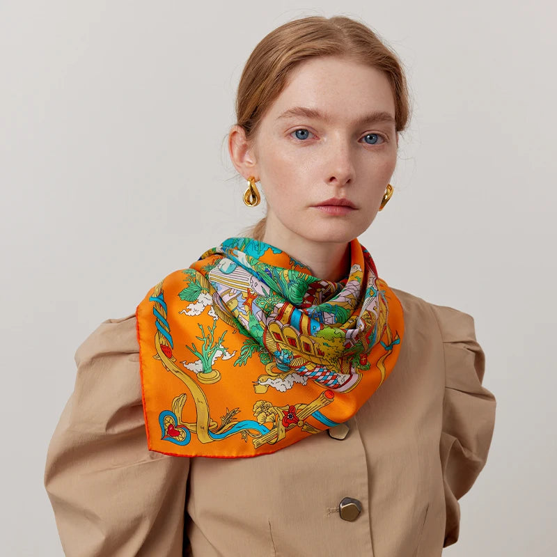 Custom 100% Real Silk Scarves | Digital Printing | 50 Pcs MOQ | Luxury Corporate Gifts