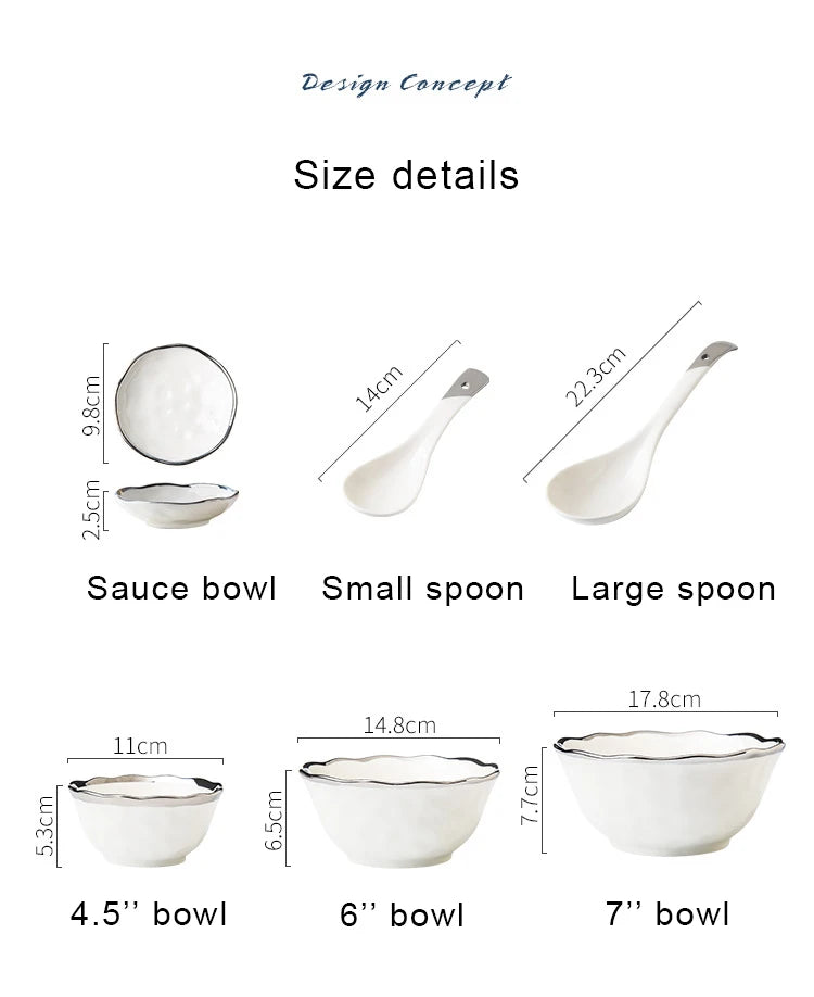 Silver Edge Ceramic Dinnerware Set | 20 MOQ | European Style | Luxury