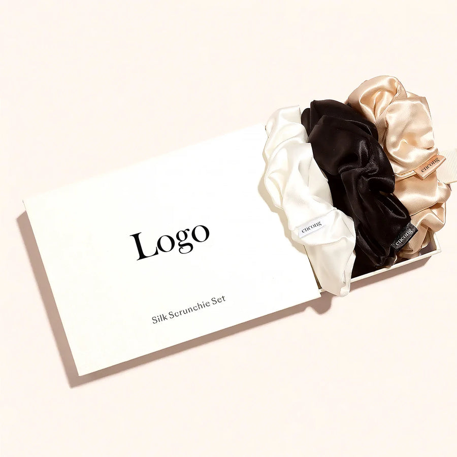 Custom Silk Scrunchies with Logo | Bulk MOQ 2 Pcs