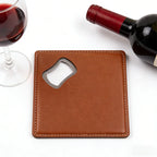 Custom PU Leather Coaster Bottle Opener 200pcs MOQ | Engraved Round Gift for Weddings & Breweries
