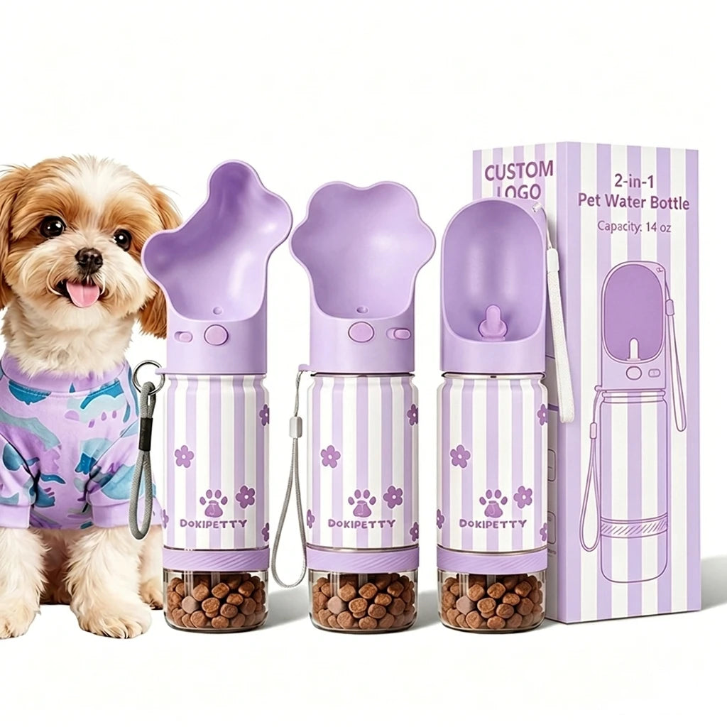 Custom 2-in-1 Dog Water Bottle | 14oz/18oz | BPA-Free Stainless Steel