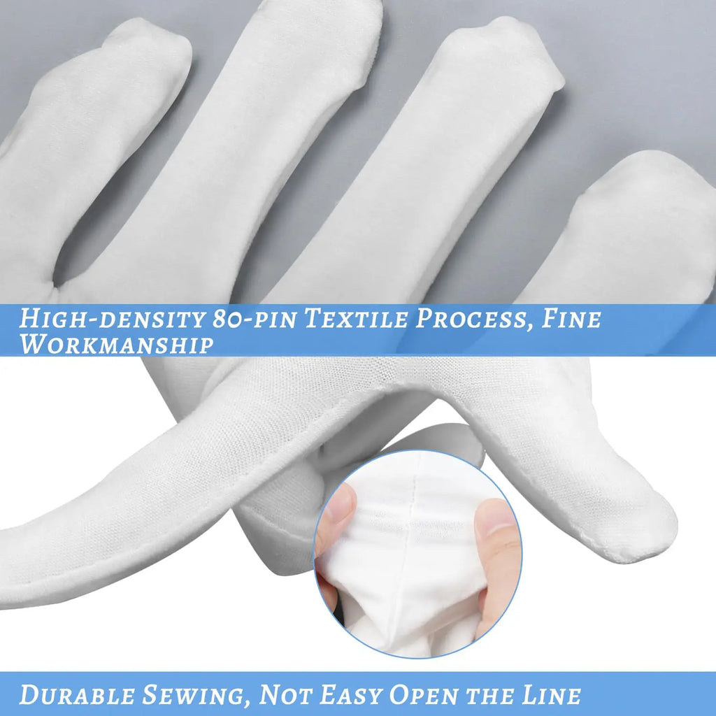 Custom 100% Cotton Gloves: Needle Detection, Breathable, Lightweight for Jewelry & Inspection