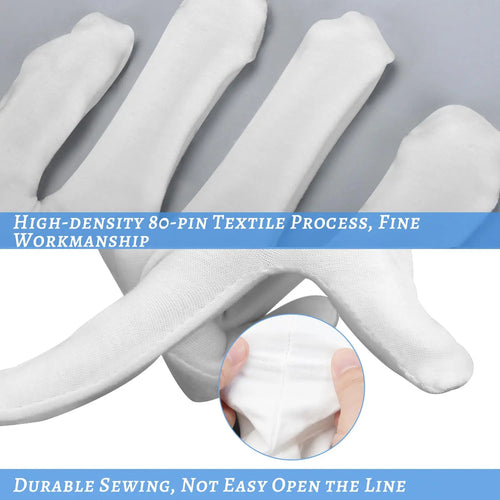 Custom 100% Cotton Gloves: Needle Detection, Breathable, Lightweight for Jewelry & Inspection