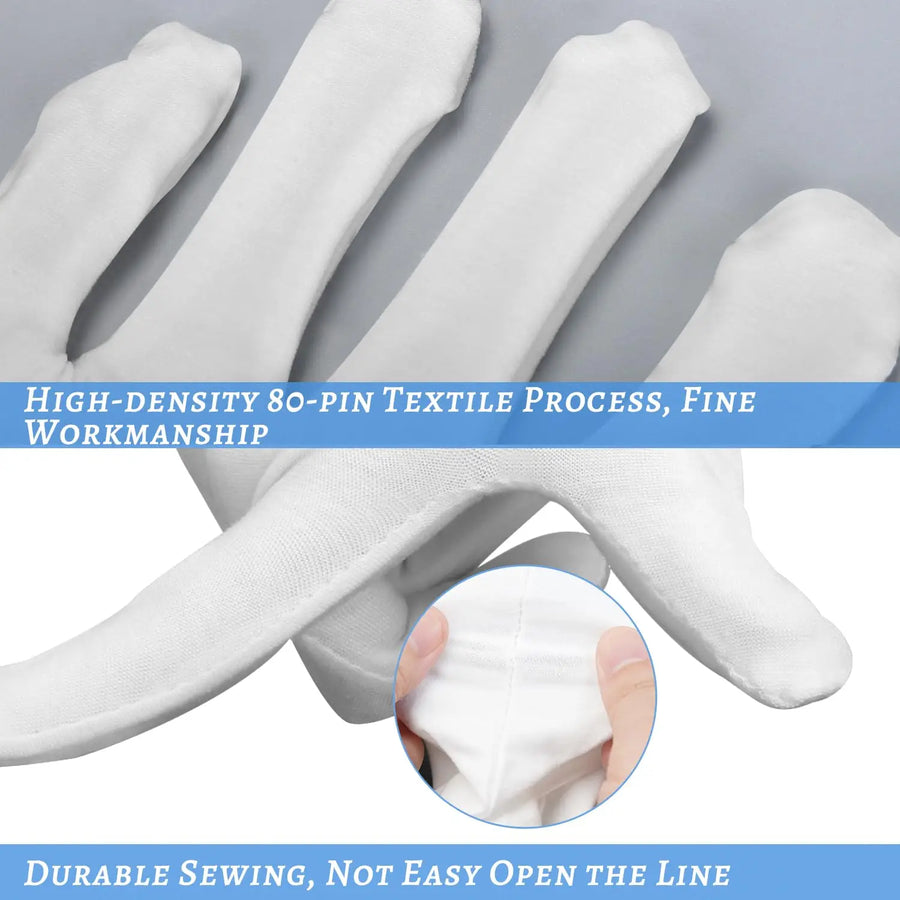 Custom 100% Cotton Gloves: Needle Detection, Breathable, Lightweight for Jewelry & Inspection