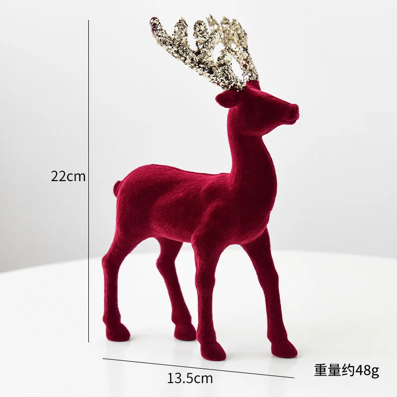 Flocked Reindeer Ornaments with Glitter Antlers Wholesale | MOQ 5