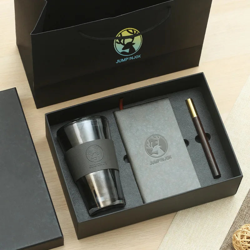 Custom Leather Notebook Gift Set with Logo | MOQ 500