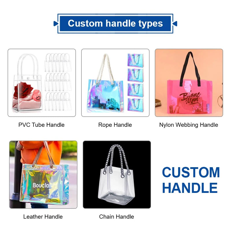 Custom Clear PVC Gift Bags: Button Closure, Full Color Print, Super Clear & Reusable
