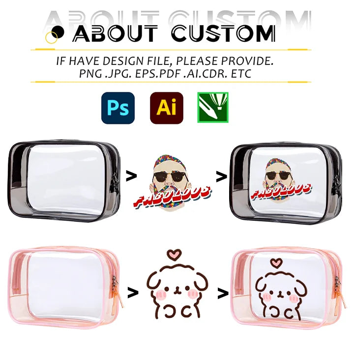 Custom PVC Cosmetic Bags with Logo | 100 MOQ Waterproof Wholesale