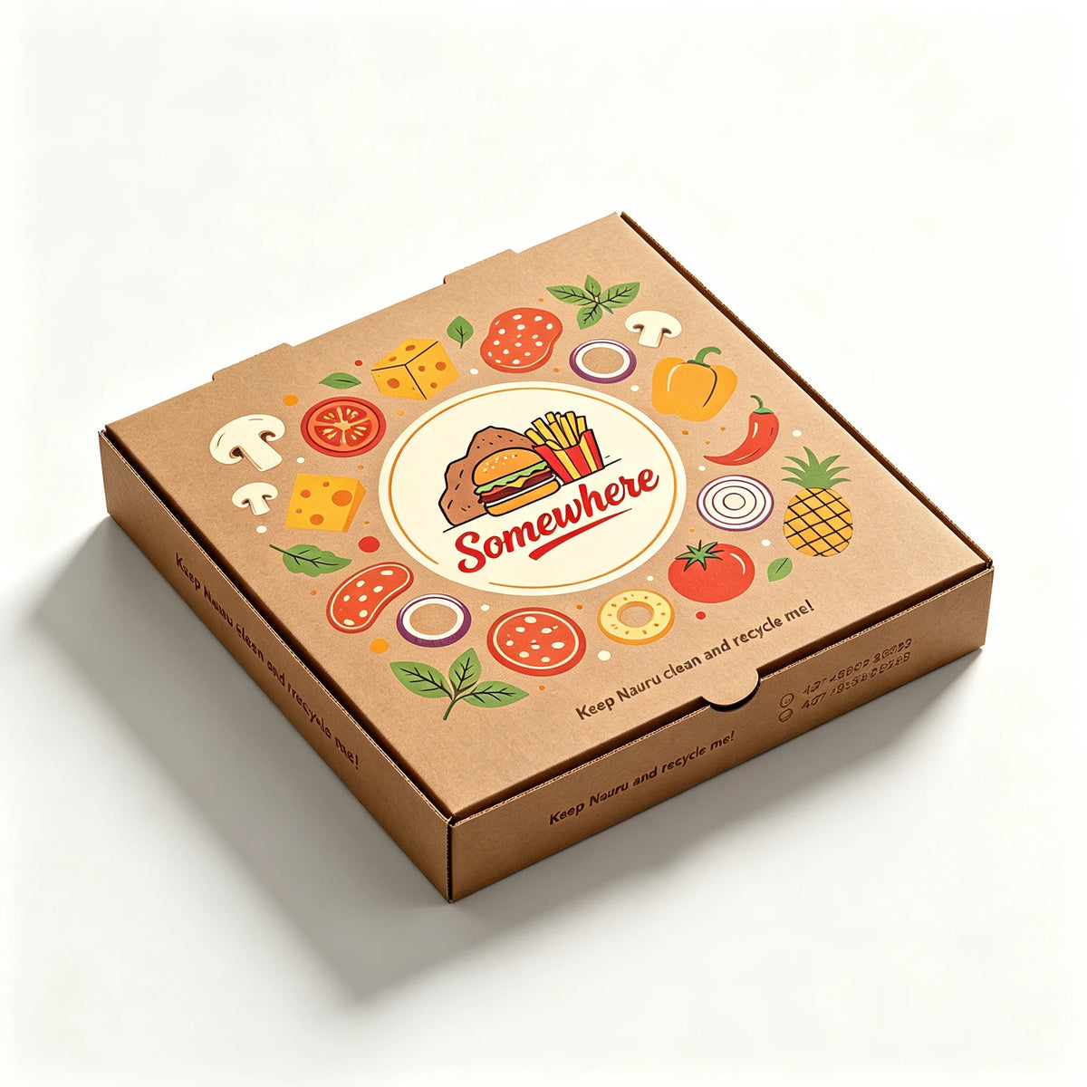 Custom Logo 3-Compartment Pizza Boxes | Restaurant Packaging MOQ 500