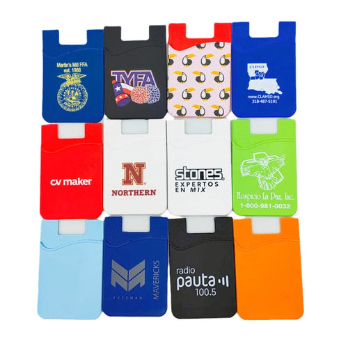 Custom logo Phone Card Holder, Silicone with Adhesive Stick-on Cell Phone Wallet