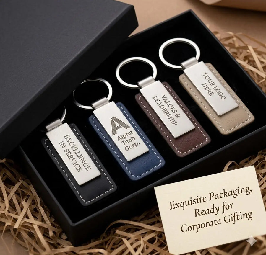 Custom Genuine Leather Keychain with Logo | 10-Piece MOQ