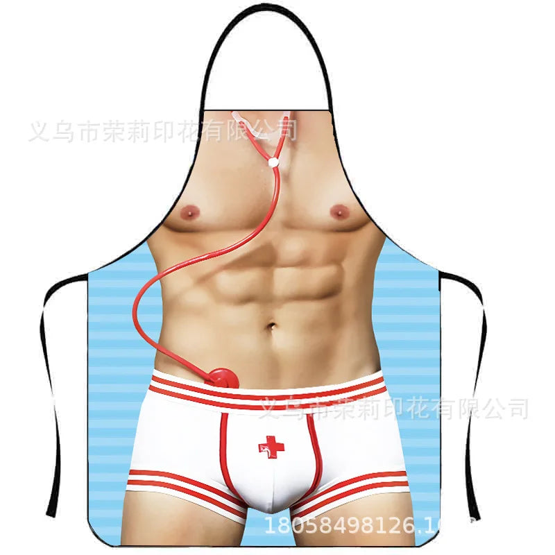 Waterproof Polyester Apron | 3D Printed Cartoon Barbecue Apron