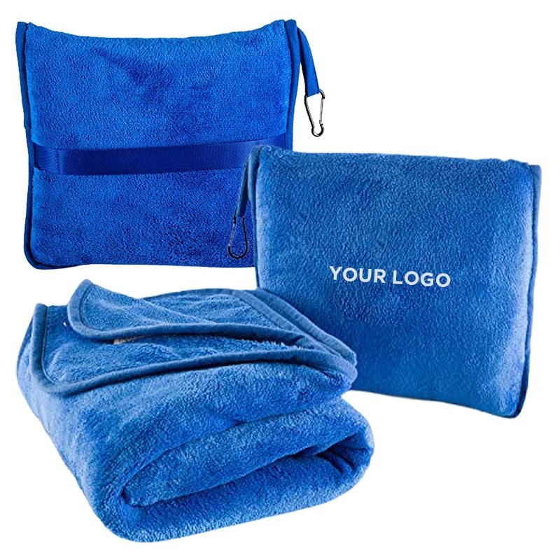 2-in-1 Travel Pillow Blanket | Custom Logo, 100 Pcs MOQ | OEKO-BSCI Certified