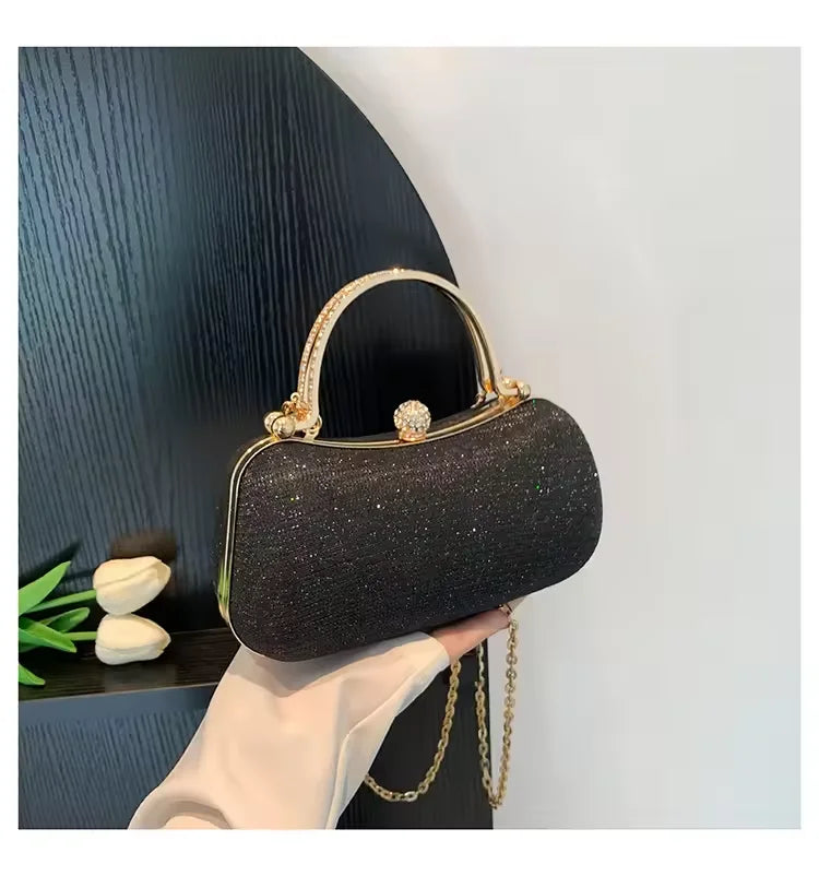 Custom Crystal Clutch Bags – PU Evening Bag with Crystal Handle