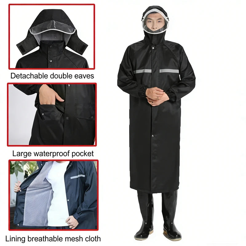 Custom Reflective Motorcycle Raincoat | 500 Pcs MOQ Heavy-Duty Oxford Cloth