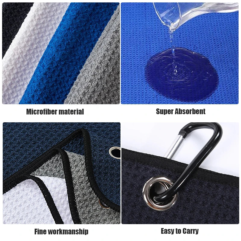 Custom Microfiber Golf Towels | 50-Piece MOQ & 10-Day Lead Time | Waffle Pattern & Carabiner Clip