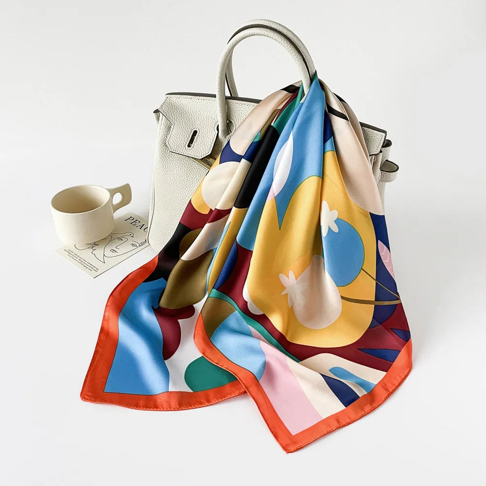 Square Silk Scarf | Digital Print | Custom Logo | 100 MOQ | Women's Fashion
