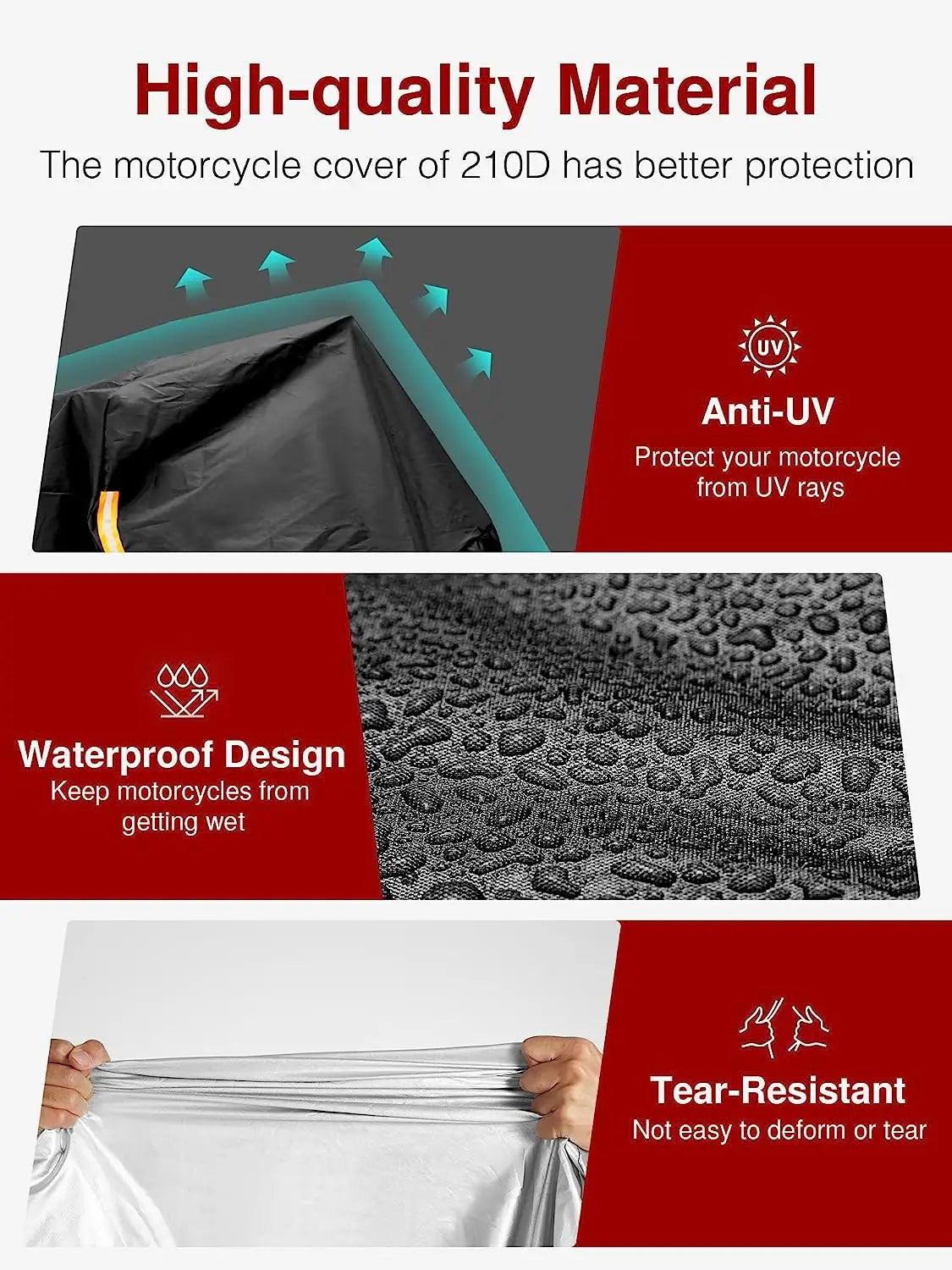 Custom Waterproof Motorcycle Cover with Lock Hole | MOQ 1 Pc