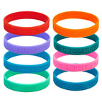 Custom Silicone Wristbands 100pcs MOQ | From $0.12/pc, Free Artwork, 6 Widths, Glow/UV Colors