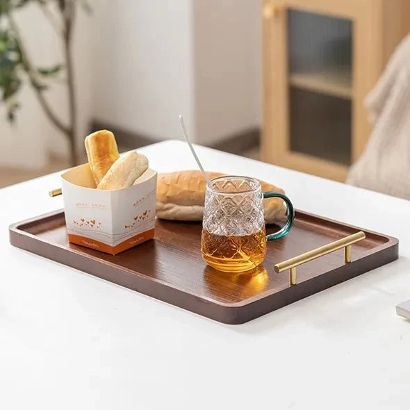 Custom Wooden Serving Trays with Stainless Steel Handle – 100 MOQ