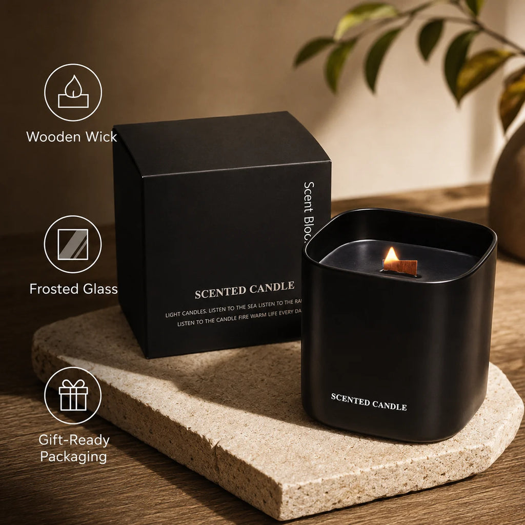 Custom Logo Woodwick Soy Wax Scented Candle | Eco MOQ 1000