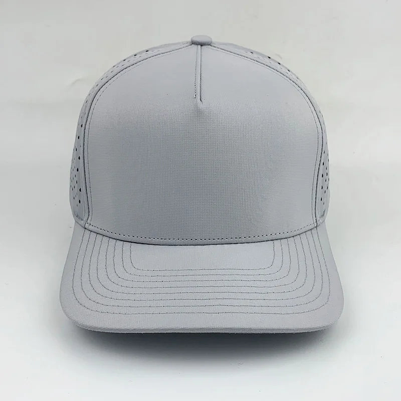 Waterproof Golf Hats Club Company Customized Sports 5 Panel Baseball Cap Hydro Breathable Rope with Rubber/PVC Logo Gorras