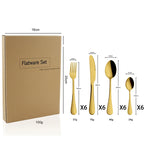 24-Piece Gold Flatware Set | PVD Coating | EU/FDA Certified | 100 MOQ