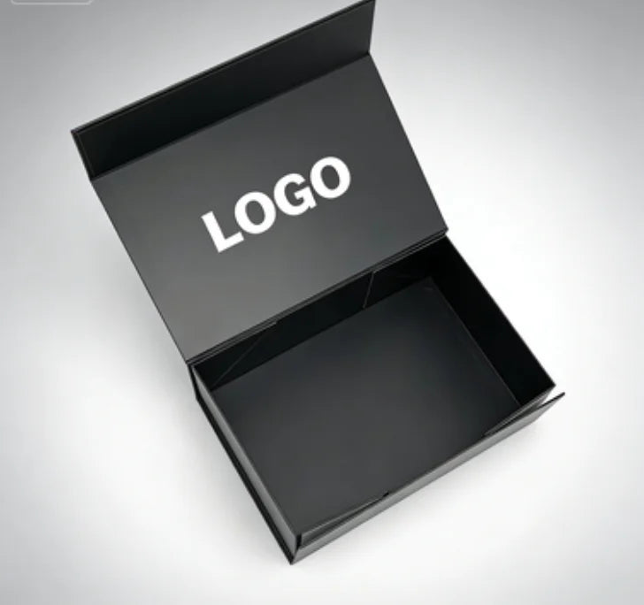 Custom Luxury Black Folding File Box: Degradable Corrugated Board, Magnetic Closure, Embossing