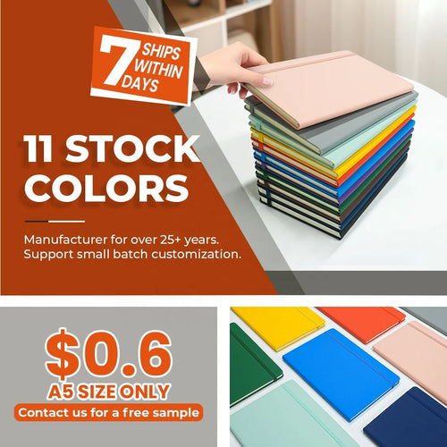 A5 Hardcover PU Leather Notebook with Elastic Band for Daily Writing, Office and Custom Logo