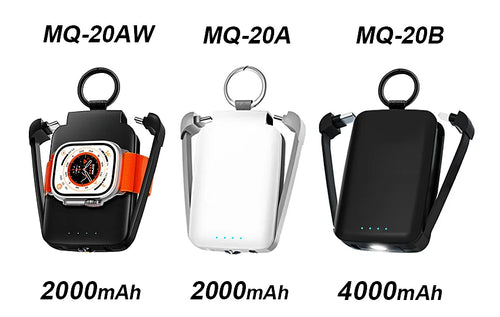 Custom Mini Power Bank 2000mAh 4000mAh | Keychain Portable Charger with Cable