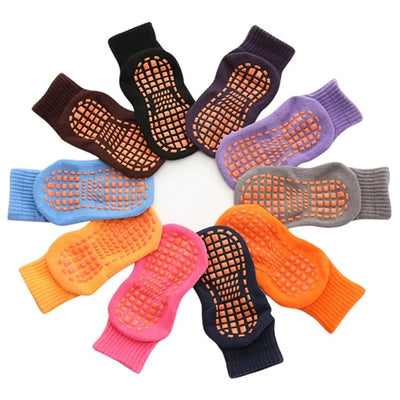 Custom Anti-Slip Trampoline Socks | Adult Kids Non-Slip Rubber Grip | 500 MOQ | Polyester/Spandex