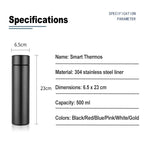 Smart Stainless Steel Water Bottle | LED Display | Vacuum Insulated | Custom Logo