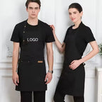 Custom Cotton-Poly Apron 10pcs MOQ | Embroidered/Screen Print/Digital, Adjustable Straps for Chef Barista