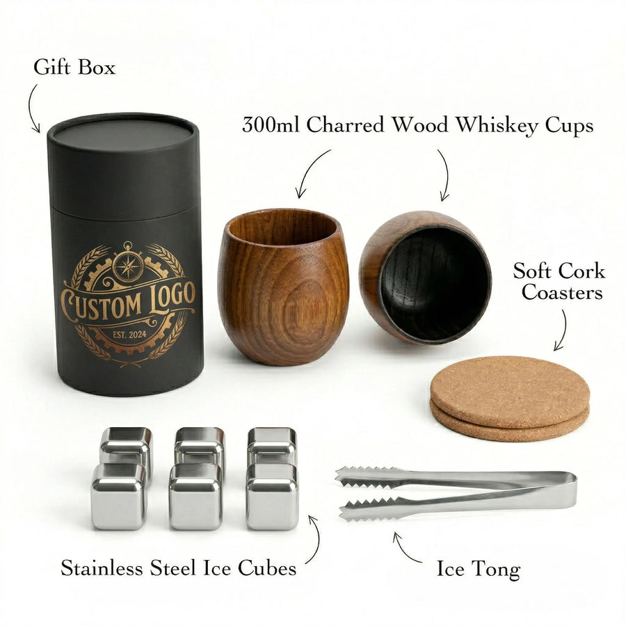 Custom Whiskey Glass Set 10oz | Laser Engraving | 100 MOQ | Gift Box