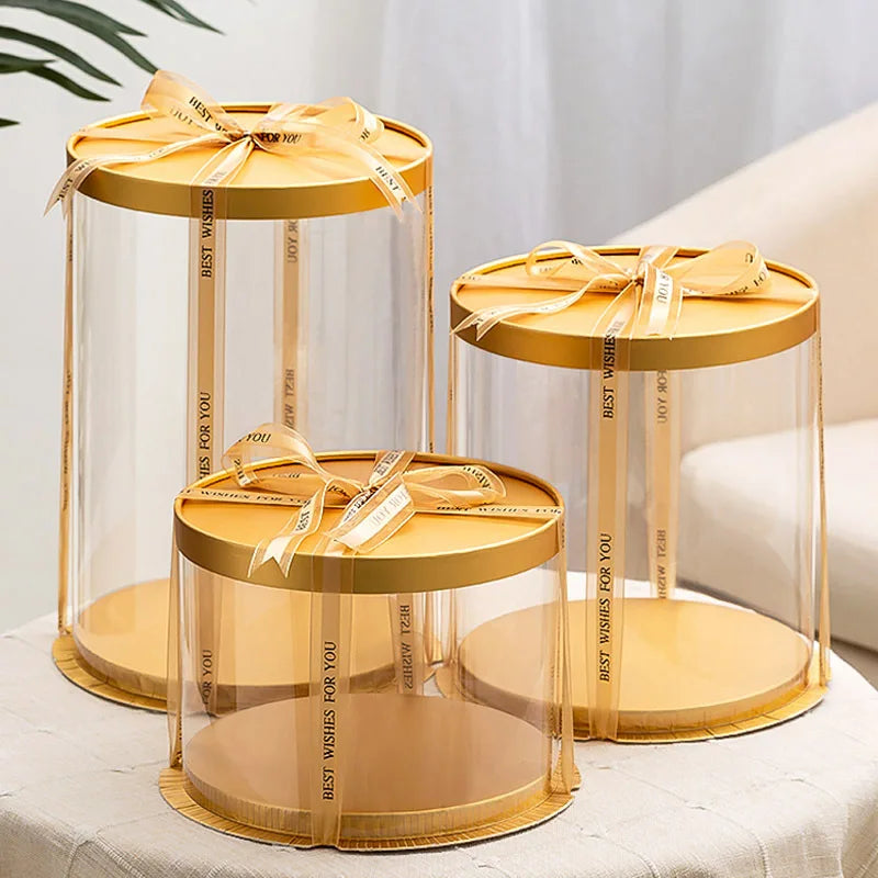 Transparent PET Cake Box | Tall Clear Display Box | Wholesale Bakery Packaging