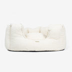 Custom Boucle Pet Bed with Logo | Round Bolster MOQ 500