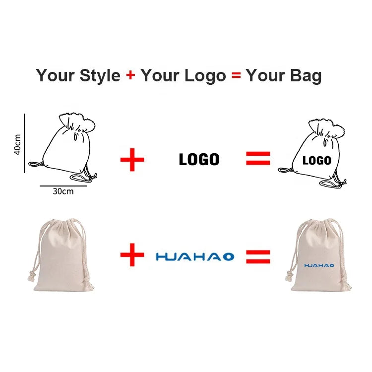 Custom Canvas Drawstring Bags with Logo | 100 MOQ for Jewelry & Gift Packaging