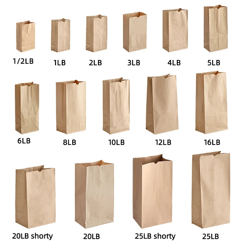 Custom Kraft Paper Bags 100% Recycled | Logo Printing | Restaurant Takeout