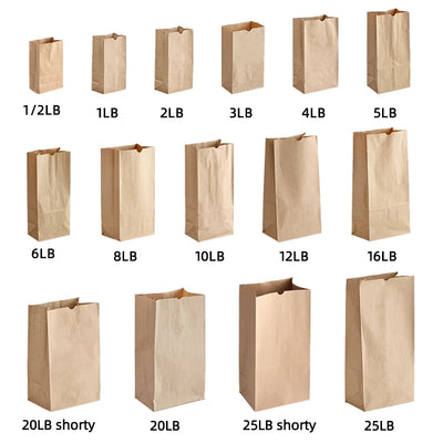 Custom Kraft Paper Bags 100% Recycled | Logo Printing | Restaurant Takeout